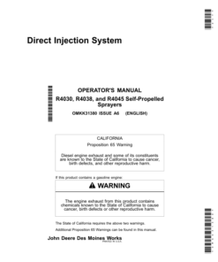 John Deere R4030, R4038 & 4045 Self-Propelled SprayersDirect Injection SystemAustralia Edition Operator's Manual (OMKK31380)