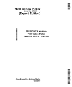 John Deere 7660 Cotton Picker Operator's Manual (OMKK31458)