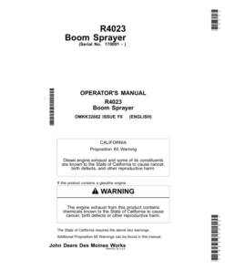 John Deere R4023 Self-Propelled Sprayers Operator's Manual (OMKK32682)