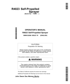 John Deere R4023 Self-Propelled Sprayers Operator's Manual (OMKK32686)