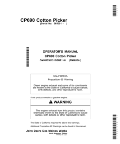 John Deere CP690 Cotton Picker (North American) Operator's Manual (OMKK33813)