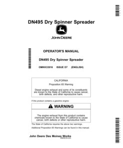John Deere DN495 Dry Spinner Spreader Operator's Manual (OMKK33916)