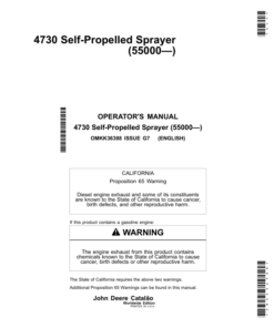 John Deere 4730 Self-Propelled Sprayers Operator's Manual (OMKK36388)