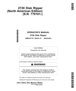 John Deere 2720 Disk Ripper Operator's Manual (OMKK37757)