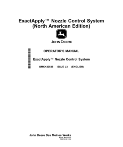 John Deere ExactApply Nozzle Control System (180000-) (North American) Operator's Manual (OMKK40548)