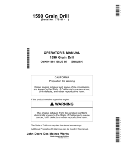 John Deere 1590 Grain Drill Operator's Manual (OMKK41384)