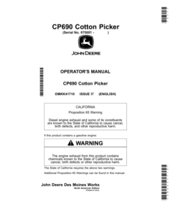 John Deere CP690 Cotton Pickers Operator's Manual (OMKK41710)