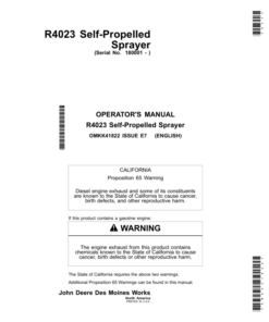 John Deere R4023 Self-Propelled Sprayer Operator's Manual (OMKK41822)