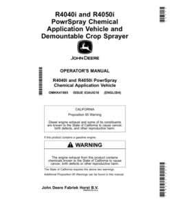 John Deere R4040i & R4050i PowrSpray Chemical Application Vehicle & Demountable Crop Sprayers Operator's Manual (OMKK41965)