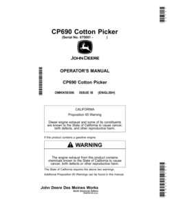 John Deere CP690 Cotton Pickers Operator's Manual (OMKK50306)