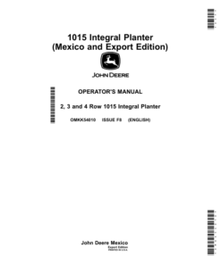 John Deere 1015 Integral Planter 2, 3 & 4 ROW Operator's Manual (OMKK54010)