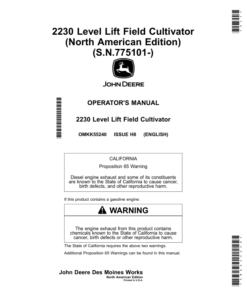 John Deere 2230 Level Lift Field Cultivators Operator's Manual (OMKK55240)