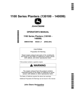 John Deere 1100 Series Planters (130100-140099) (Worldwide Edition) Operator's Manual (OMKK57888)