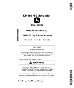 John Deere DN495 G5 Dry Spinner Spreader (MY2019) Operator's Manual (OMKK62975)
