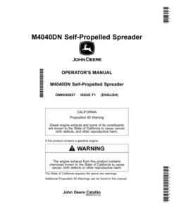 John Deere M4040DN Self-Propelled Spreader (180000-230000) (Worldwide Edition) Operator's Manual (OMKK65657)