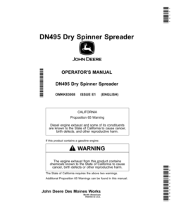 John Deere DN495 Dry Spinner Spreader (North America) Operator's Manual (OMKK83008)