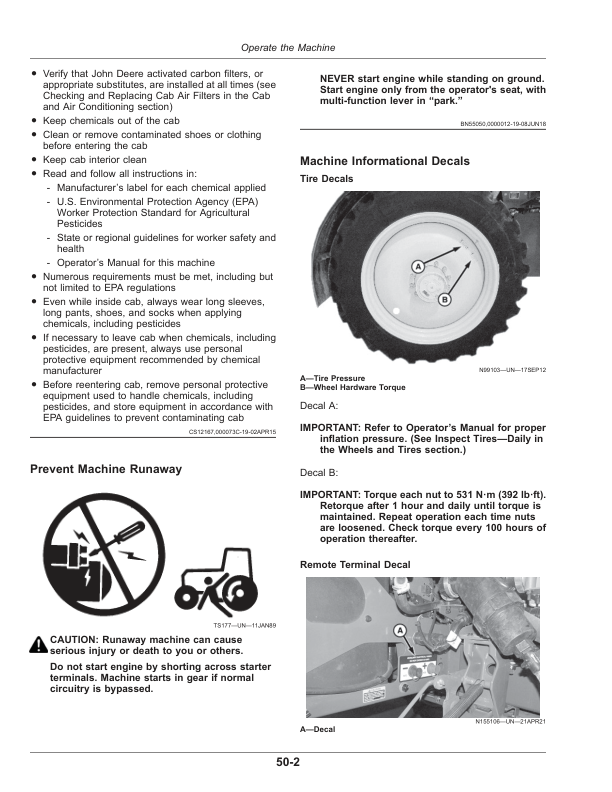 John Deere 400R, 408R, 410R, 412R, 600R, 612R, 616R Self-Propelled Sprayer/Spreader (230001-240000) (North American) Operator's Manual (OMKK96040) - Image 2