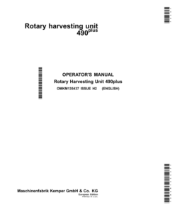 John Deere Rotary harvesting unit 490plus (European Edition) Operator's Manual (OMKM135437)