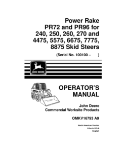John Deere PR72, PR96 Attachments Operator's Manuals (OMKV16793)