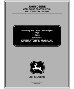 John Deere CA25, PA30 Attachments Operator's Manuals (OMKV16795)
