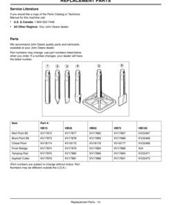 Alternative view of John Deere HB15, HB30, HB50, HB75, HB100 Attachments Operator's Manuals (OMKV18662)