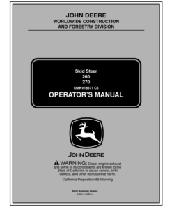 John Deere 260, 270 Skid Steers Operator's Manuals (OMKV18671)