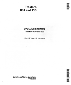 John Deere 830, 930 Tractors Operator's Manual (OML31437)