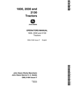 John Deere 1830, 2030, 2130 Tractor Operator's Manual (OML31484)