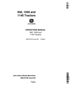 John Deere 940, 1040, 1140 Tractors Operator's Manual (OML34725)