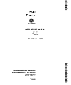 John Deere 2140 Tractor (-429999) Operator's Manual (OML34755)