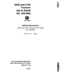 John Deere 3040, 3140 Tractors (-429999) Operator's Manual (OML34771)