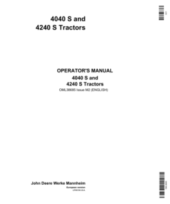 John Deere 4040S, 4240S Tractors Operator's Manual (OML38685)