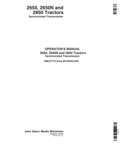John Deere 2650, 2650N & 2850 Tractors Operator's Manual (OML57775)