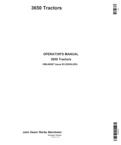John Deere 3650 Tractors Operator's Manual (OML60007)