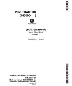 John Deere 2955 Utility Tractor Operator's Manual (OML64487)