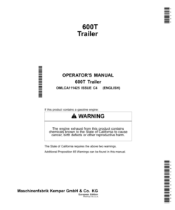 John Deere 600T Trailer Operator's Manual (OMLCA111425)