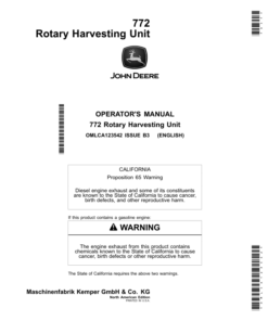 John Deere 772 Rotary Harvesting Unit (North America) Operator's Manual (OMLCA123542)