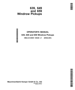 John Deere 639, 649, 659 Windrow Pickups (European Edition) Operator's Manual (OMLCA128581)