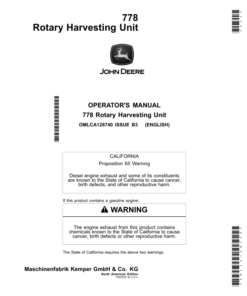 John Deere 778 Rotary Harvesting Unit (North America) Operator's Manual (OMLCA128740)