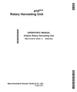 John Deere 475plus Rotary Harvesting Unit (MY2016-MY2021) (European Edition) Operator's Manual (OMLCA128752)