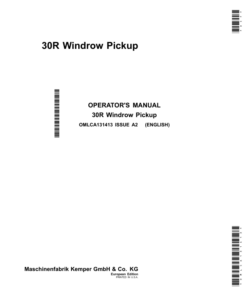 John Deere 30R Windrow Pickup (European Edition) Operator's Manual (OMLCA131413)