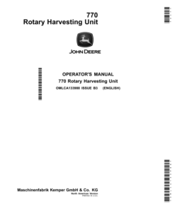 John Deere 770 Rotary Harvesting Unit (North American Version) Operator's Manual (OMLCA133988)