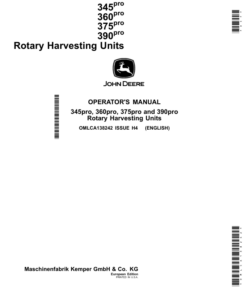John Deere 345pro, 360pro, 375pro, 390pro Rotary Harvesting Units Operator's Manual (OMLCA138242)
