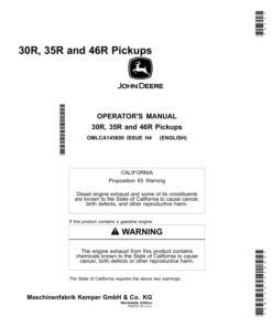 John Deere 30R, 35R, 46R Pickups Operator's Manual (OMLCA145600)