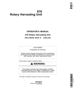John Deere 678 Rotary Harvesting Unit Operator's Manual (OMLCA89506)