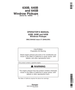 John Deere 630B, 640B & 645B Windrow Pickups Operator's Manual (OMLCA94322)