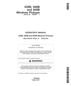 John Deere 630B, 640B, 645B Windrow Pickups Operator's Manual (OMLCA94326)