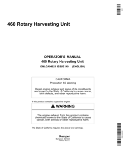 John Deere 460 Rotary Harvesting Unit Operator's Manual (OMLCA94921)