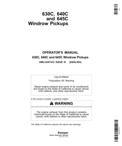 John Deere 630C, 640C & 645C Windrow Pickups Operator's Manual (OMLCA97415)