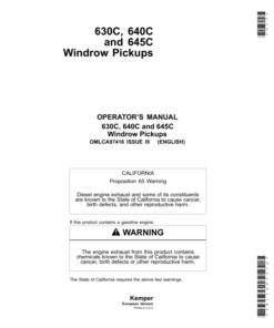 John Deere 630C, 640C & 645C Windrow Pickups Operator's Manual (OMLCA97416)
